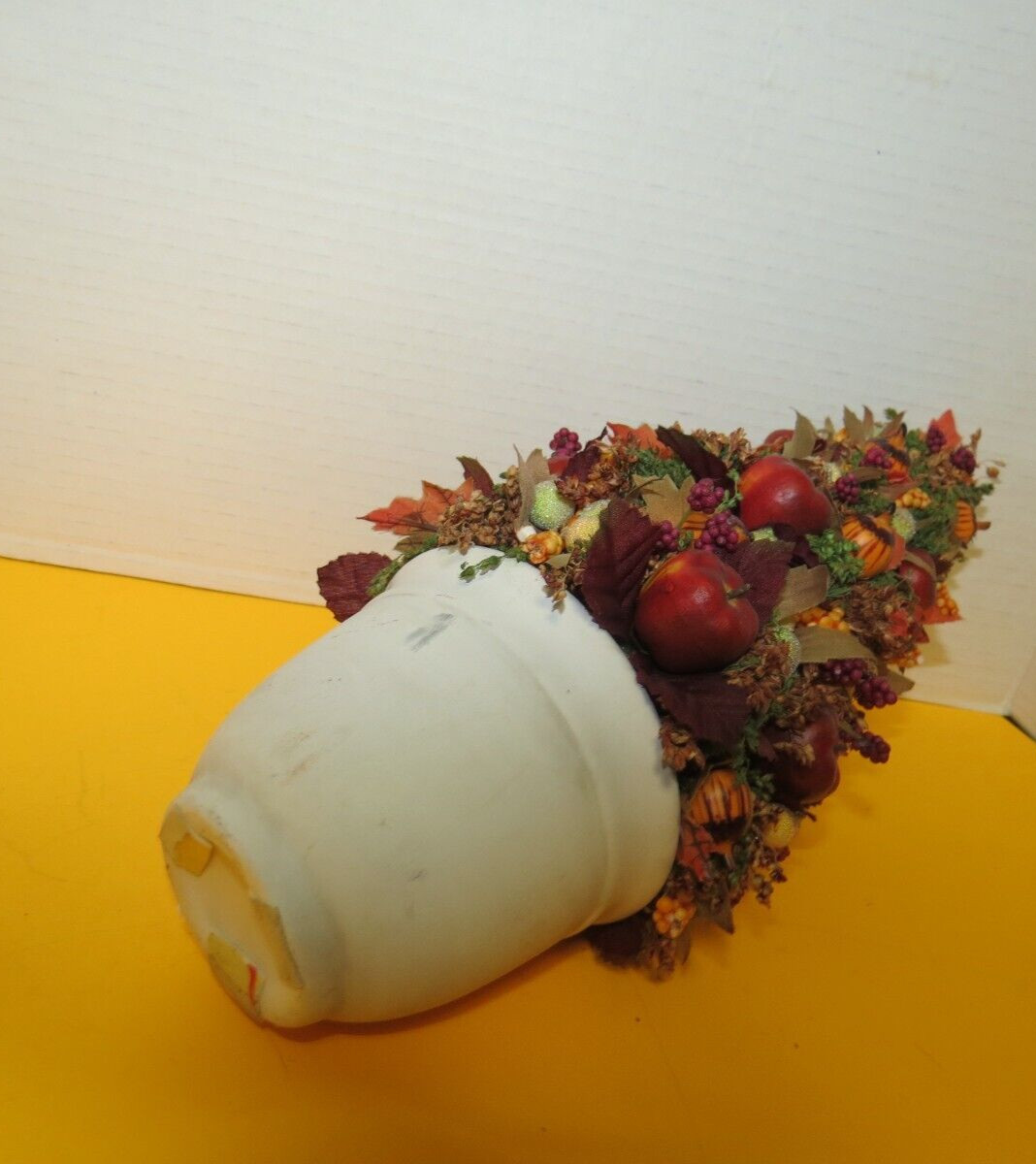 Fruit And Floral Christmas Style Tree Figure 13″T Artificial In Bisque Pot