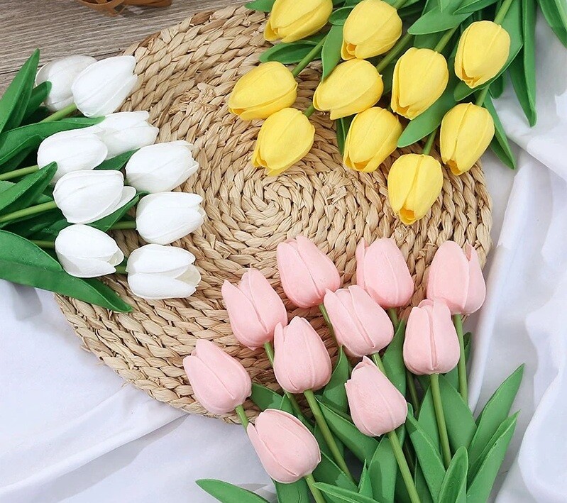Tulip Flower 5 PCS Bouquet Artificial Lifelik Wedding Home Festival Decor Gift
