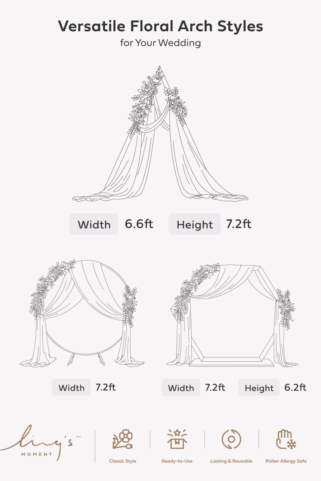 Artificial Wedding Arch Flowers Kit – 4pcs Hanging Silk Arrangements & Chiffon D