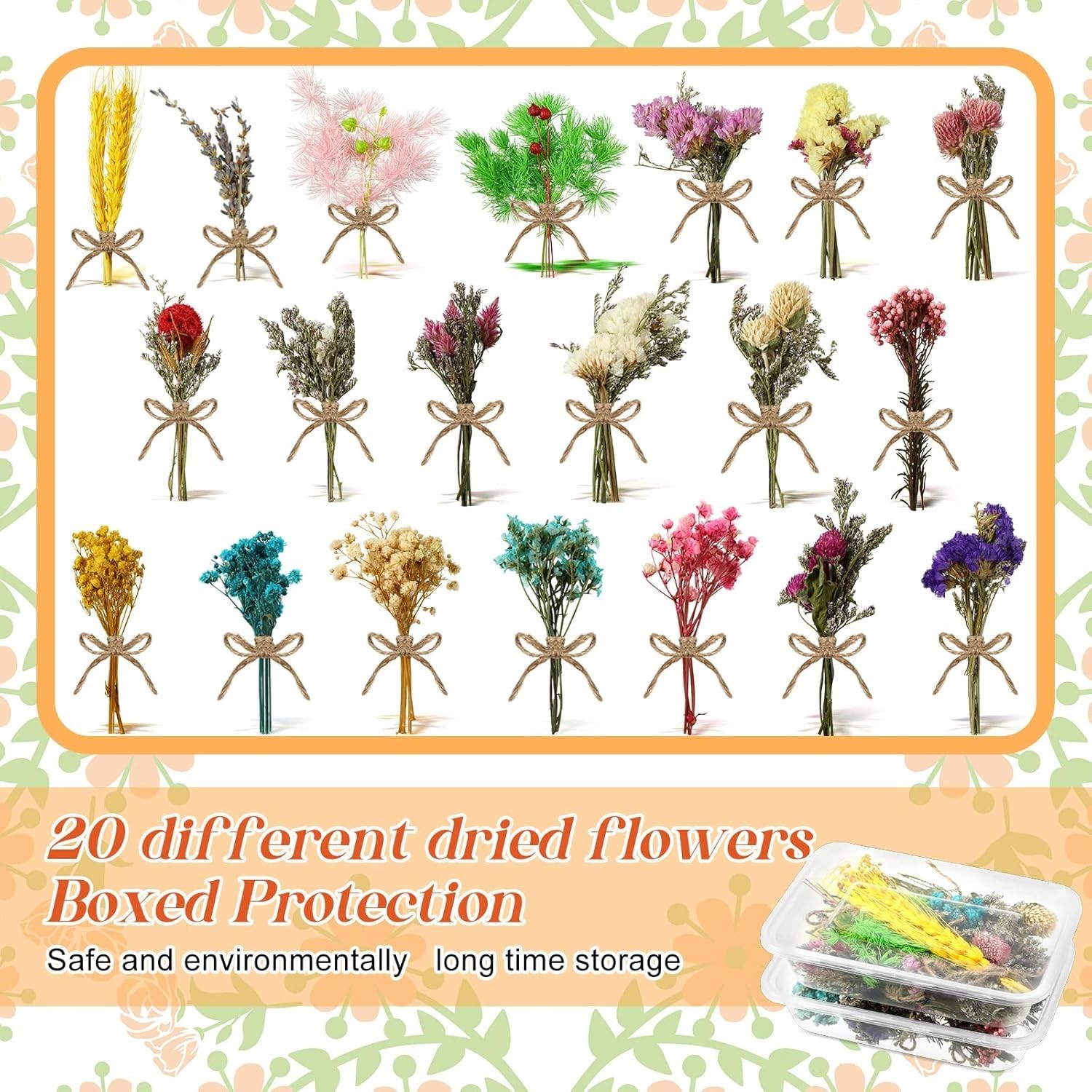 20 Pcs Mini Dried Flowers Bouquets Natural Gypsophila Don’T Forget Me Flower Bou