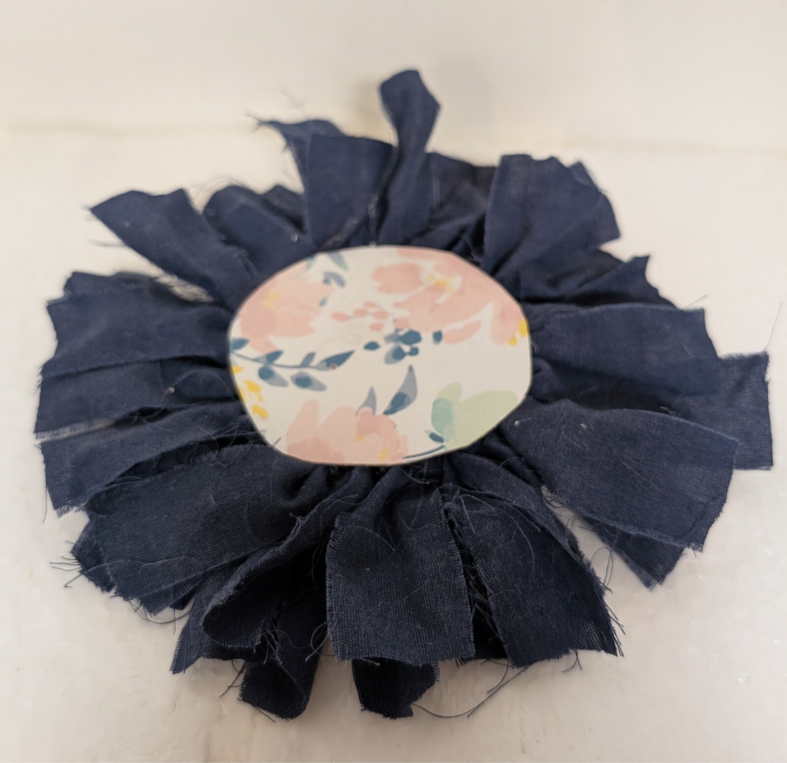 2 Primitive Rustic Handmade Farmhouse rag 5.5″ and 6″ fabric flowers new