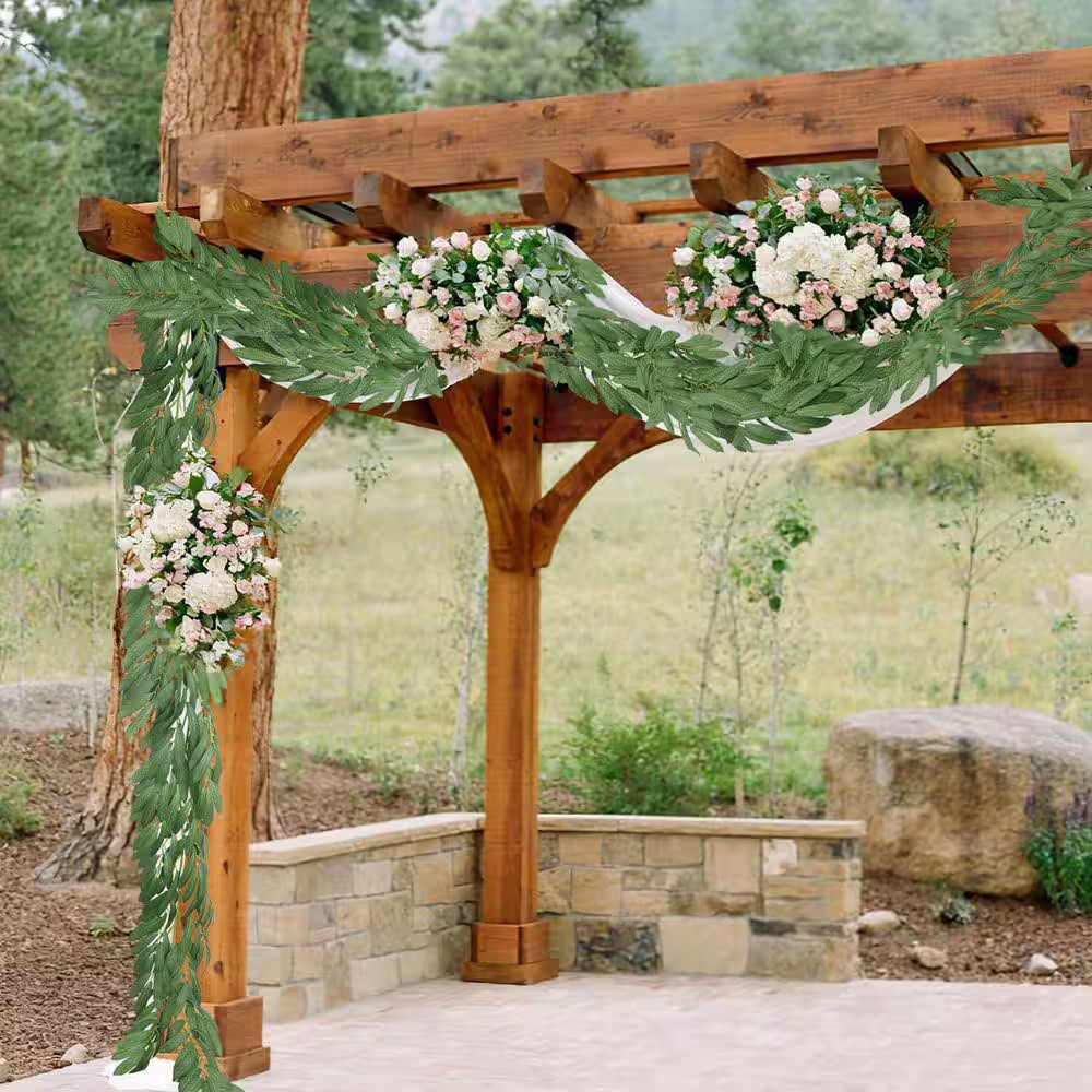 78 In. Green Artificial Willow Italian Ruscus Vine Artificial Foliage for Weddin