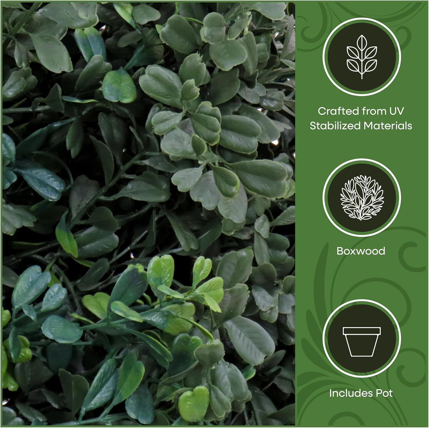46″ Realistic Artificial Boxwood Double Ball Topiary in Matte Black Pot