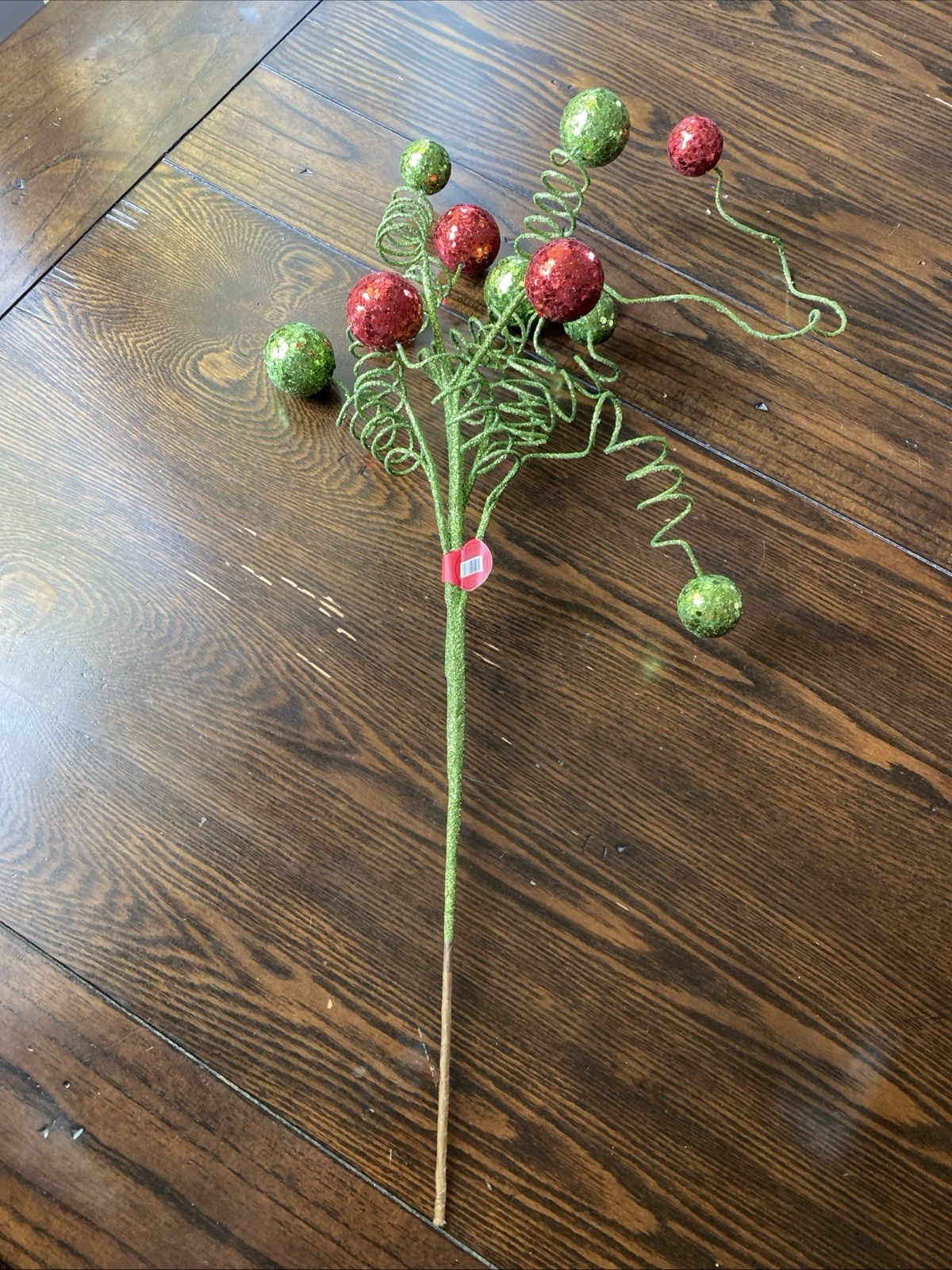 Set Of 6 Floral Picks Glitter And Curls 24” Wired Grinch
