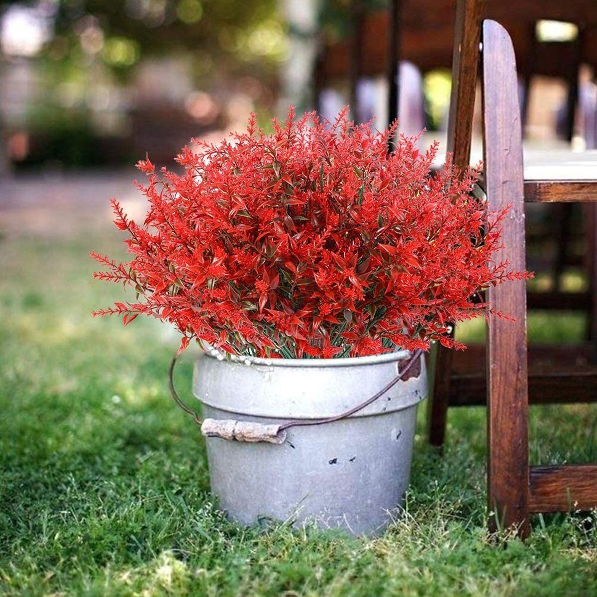 Artificial Flower Fake Plants Decor 16 Bundles Vine Hanging Outdoor Home Garden