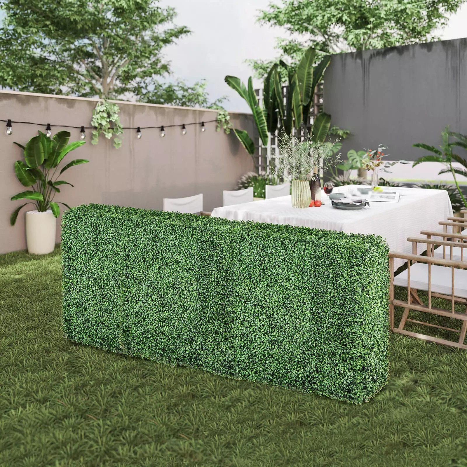 Artificial Plant Wall w/ Realistic PE Leaves Aluminum Tubes Zip Ties Decoration
