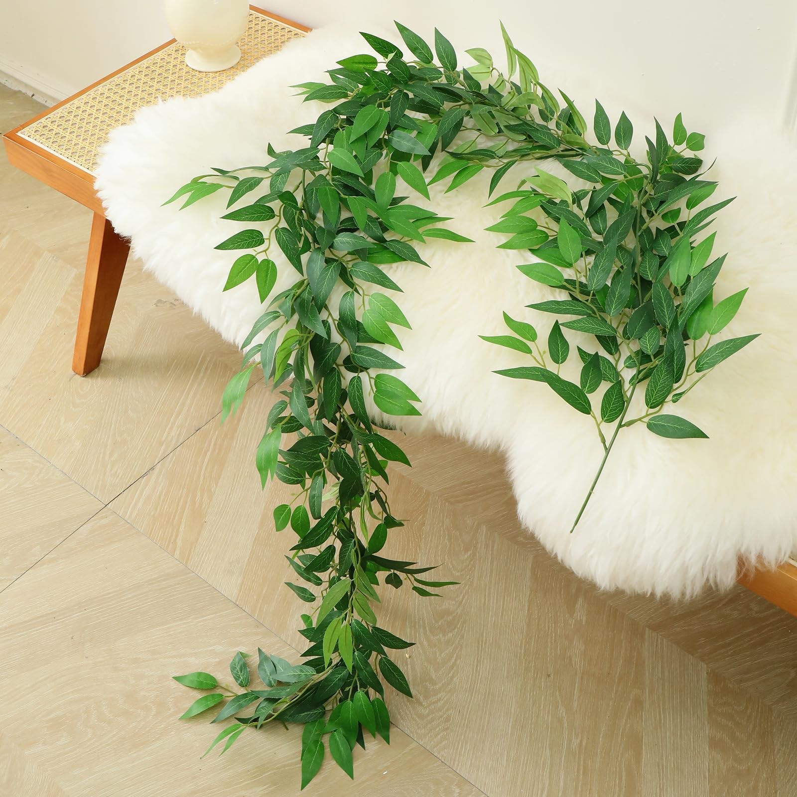 Artificial Italian Ruscus Vines, 3Pcs/75 Silk Vine Garland with Green Leaves,…