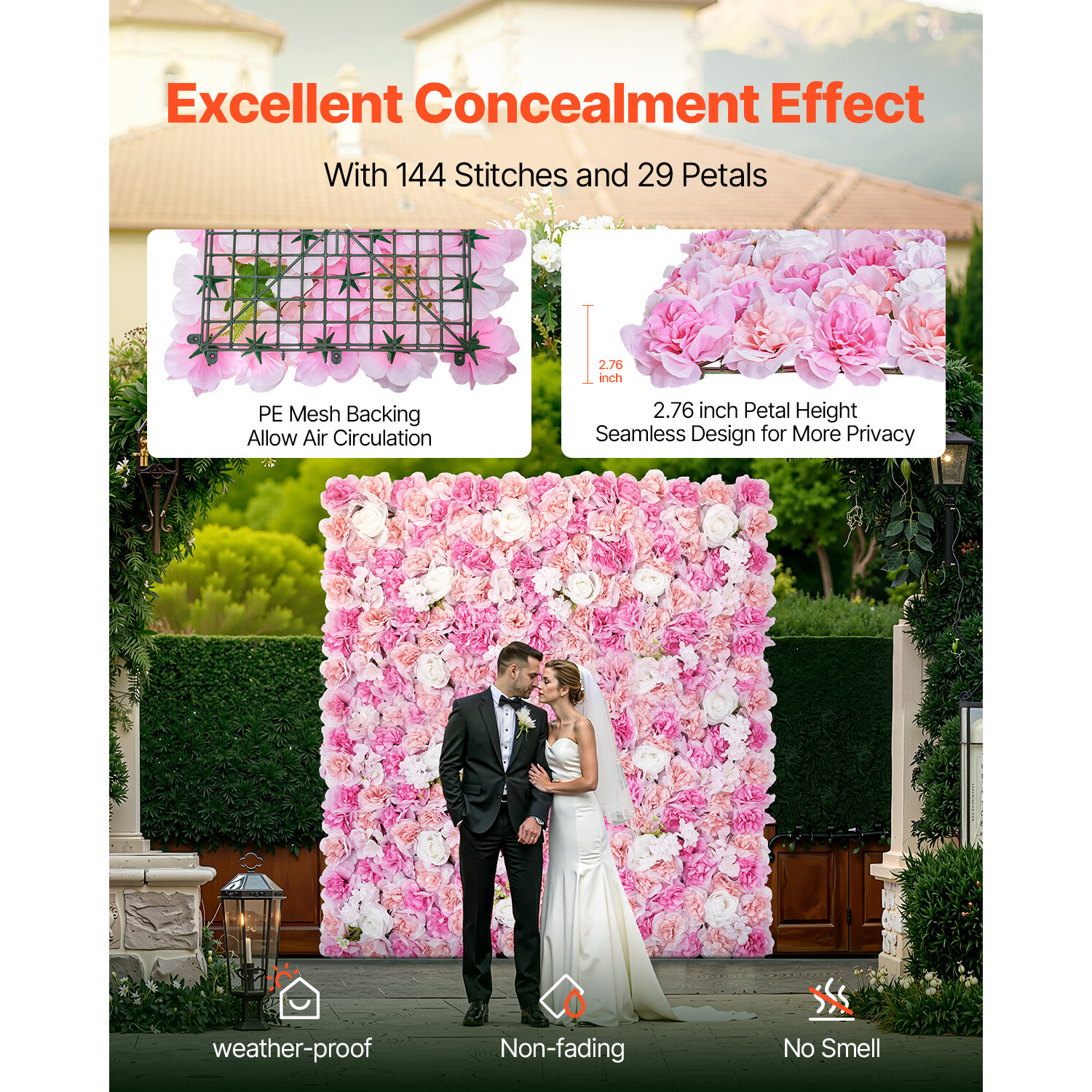 Uimoso 3D Flower Wall Panel 12PCS 15×15 in Artificial Floral Mat Wedding Privacy