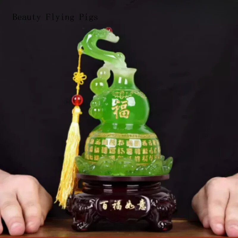 Chinese Creative Ruyi Jade Gourd Decoration Decor Housewarming Gift Artificial