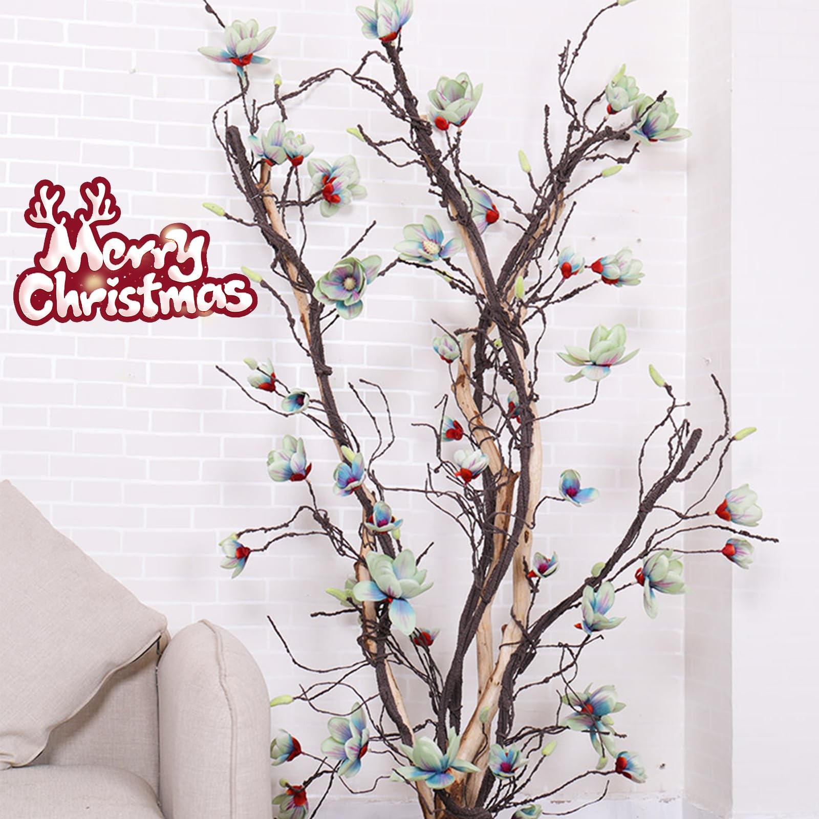 118 inch Artificial Magnolia Orchid Flowers Ivy Vines Garland Fake Tree Branc…