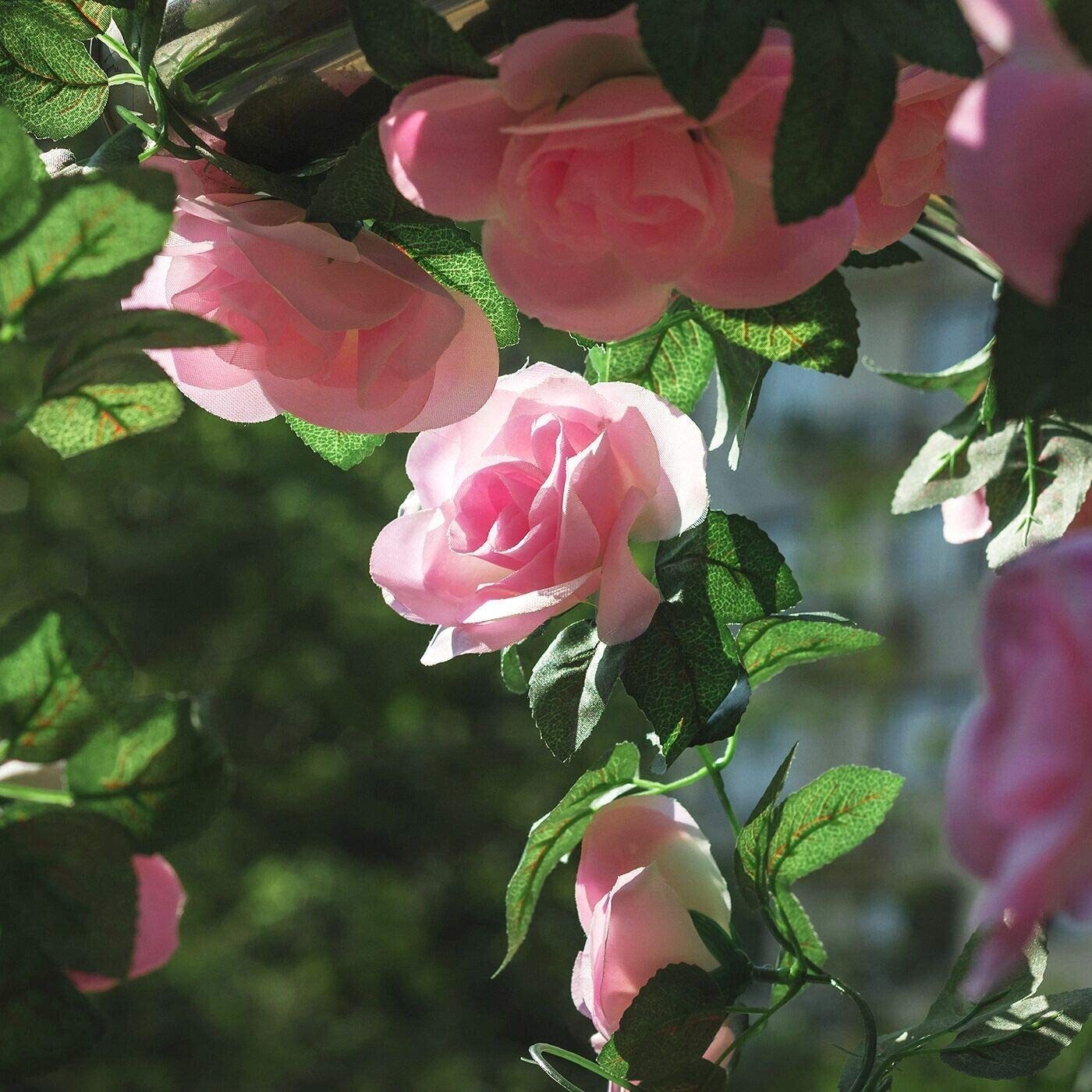 7.5 Ft Garland Wall Silk Artificial Hanging Rose Flower Vine Wedding Decor Pink