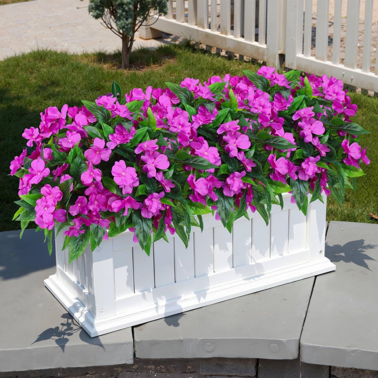 Ouddy Decor 6 Bundles Artificial Impatiens Flowers for Outdoors Decoration, S…