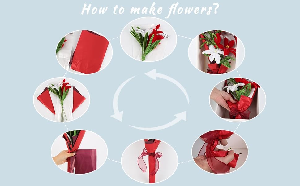Handmade Artificial Lily Bouquet Twist Stick Combination Flower Bouquet Kit f…