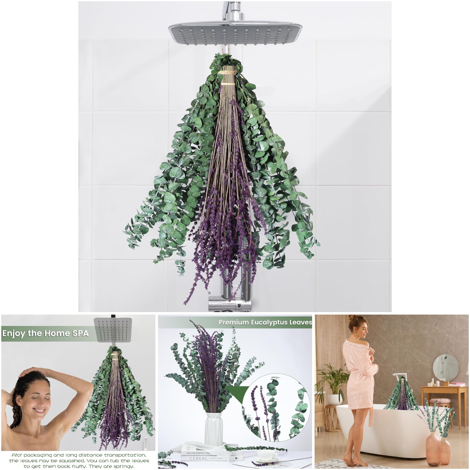 17” Real Eucalyptus Shower Drying Stem Natural Live Lavender Bundle