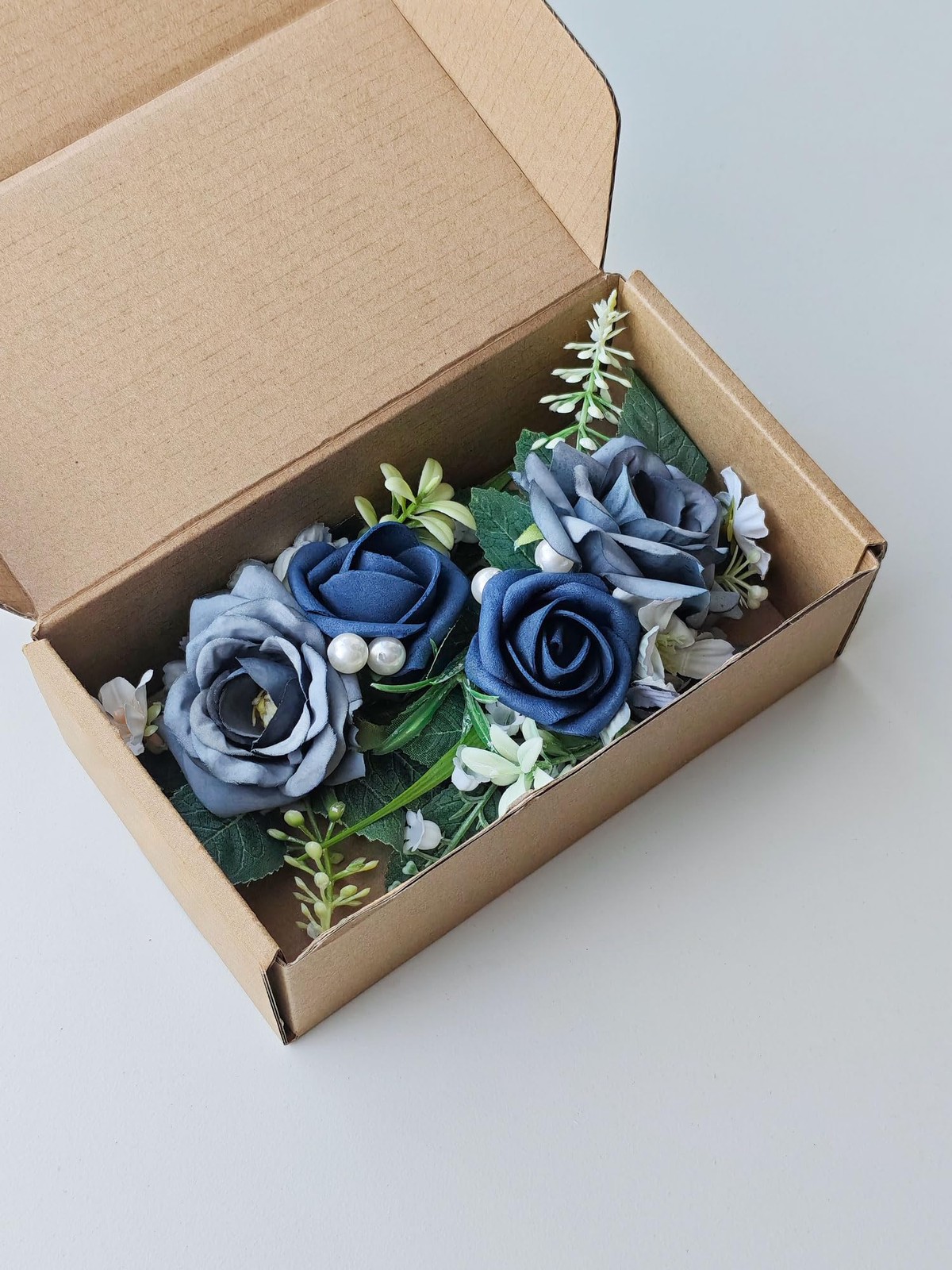 2 Pcs Boutonniere Men Dusty Blue Suit Decor Flowers Groom Wedding Prom