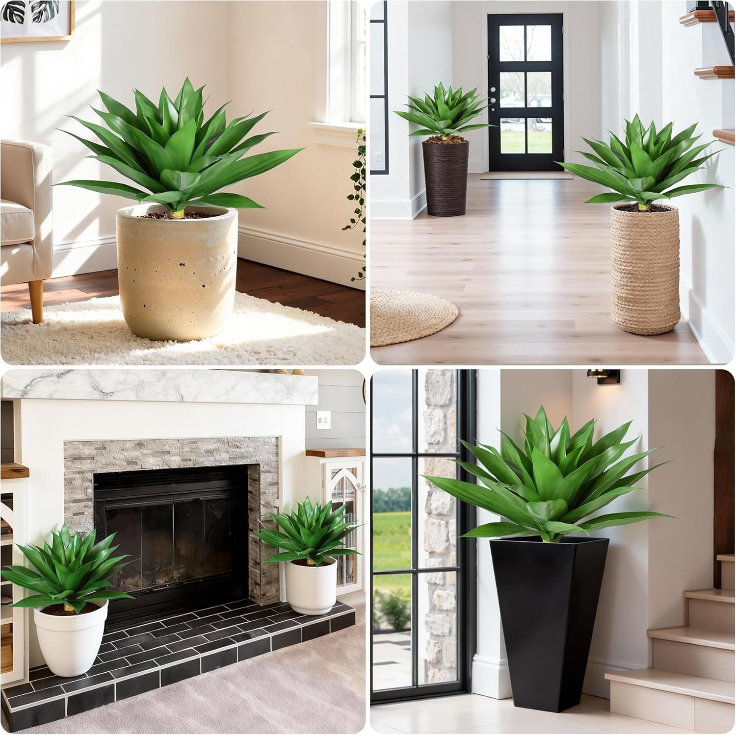 Fake Plants 28 Inch Agave Outdoor UV Resistant Faux Greenery