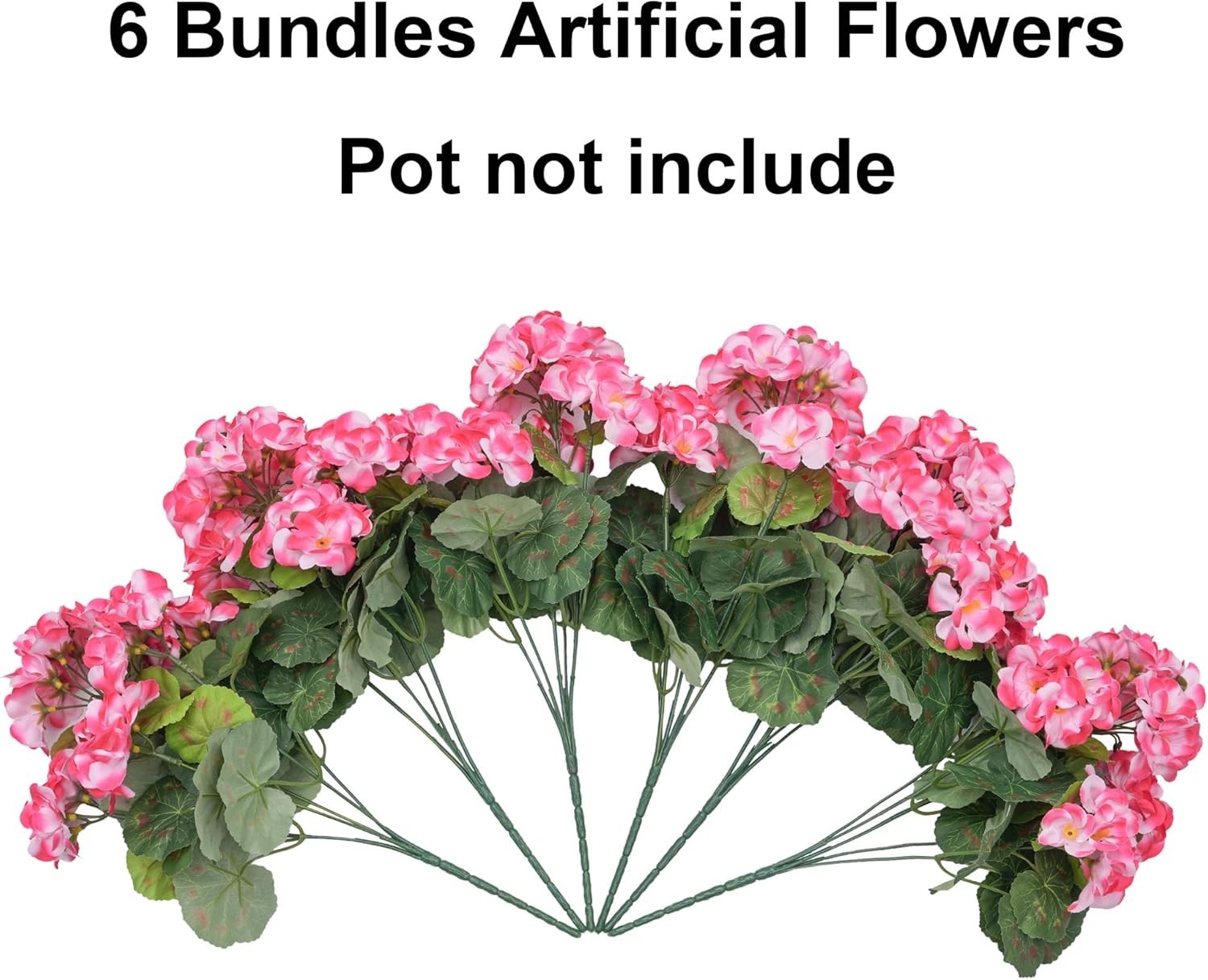 Fake Geraniums Artificial Flowers for Outdoors Outside, 6 Bundles Pink Silk G…