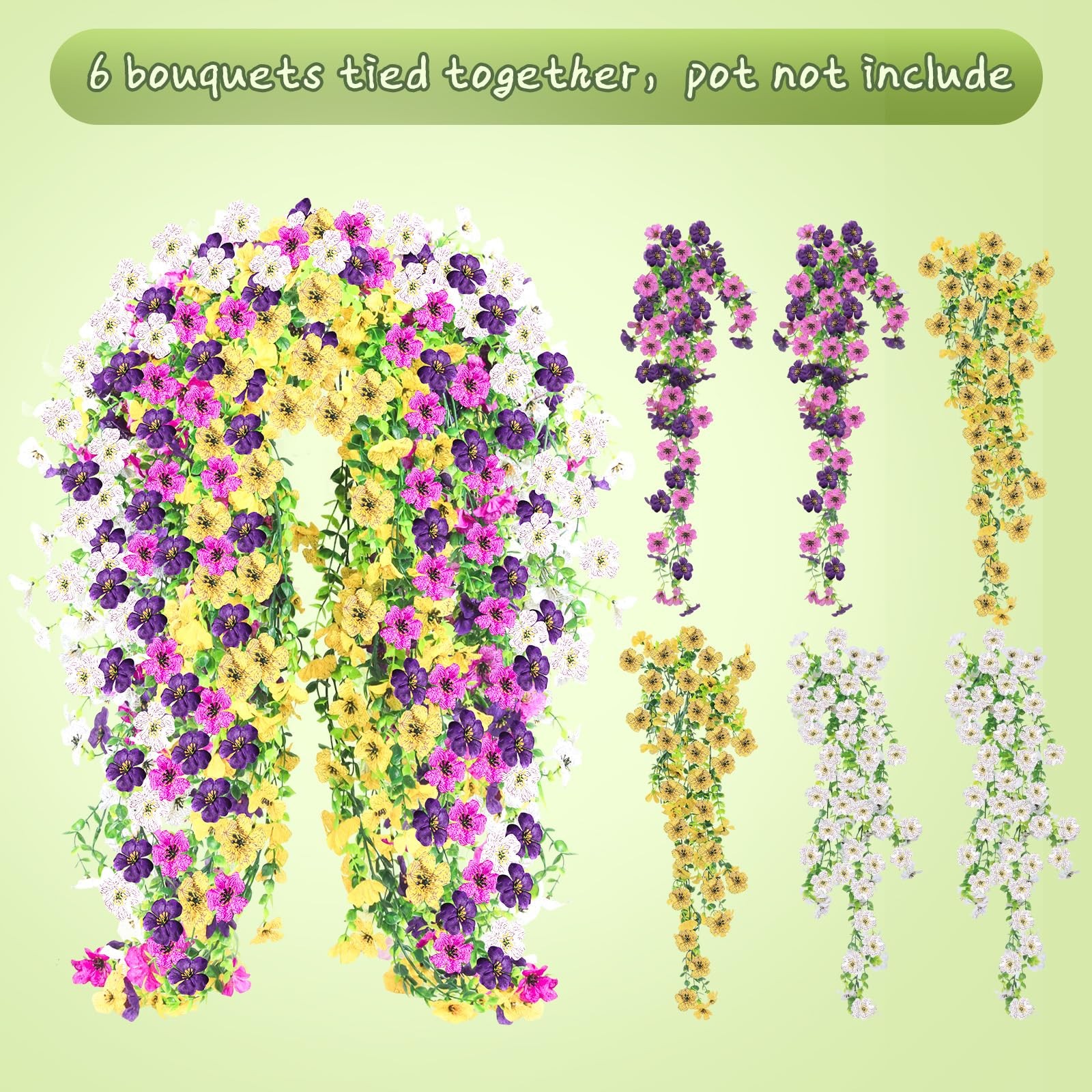 UV Resistant Artificial Hanging Flowers 6 Piece Set