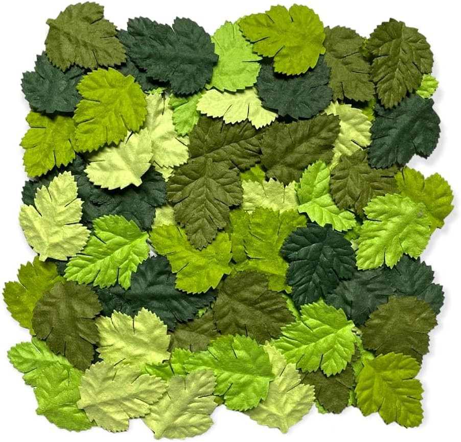 100PCS Mulberry Paper Fern Leaves, Artificial Green Paper Leaves for DIY Crafts,