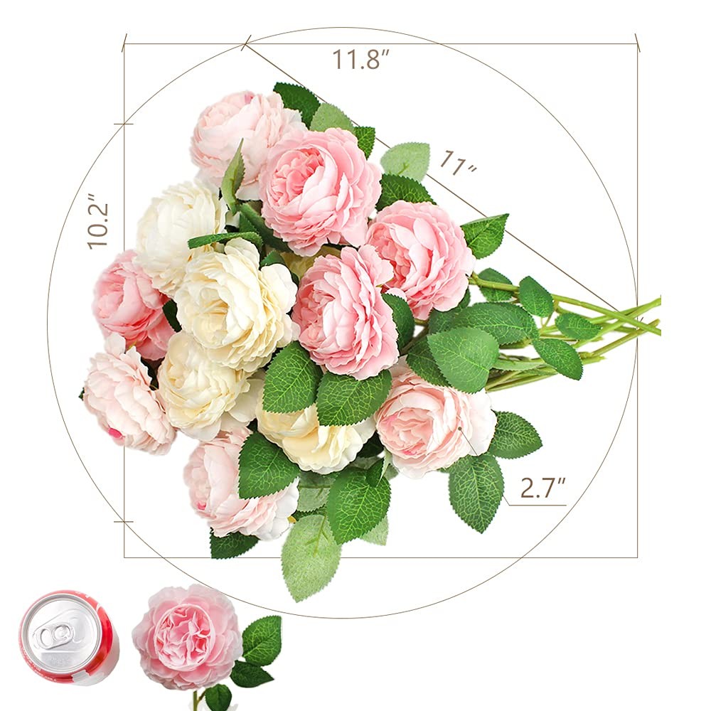3 Corlors Artificial Peony Flowers with 2 Satin Ribbons & Greeting Card,12 He…