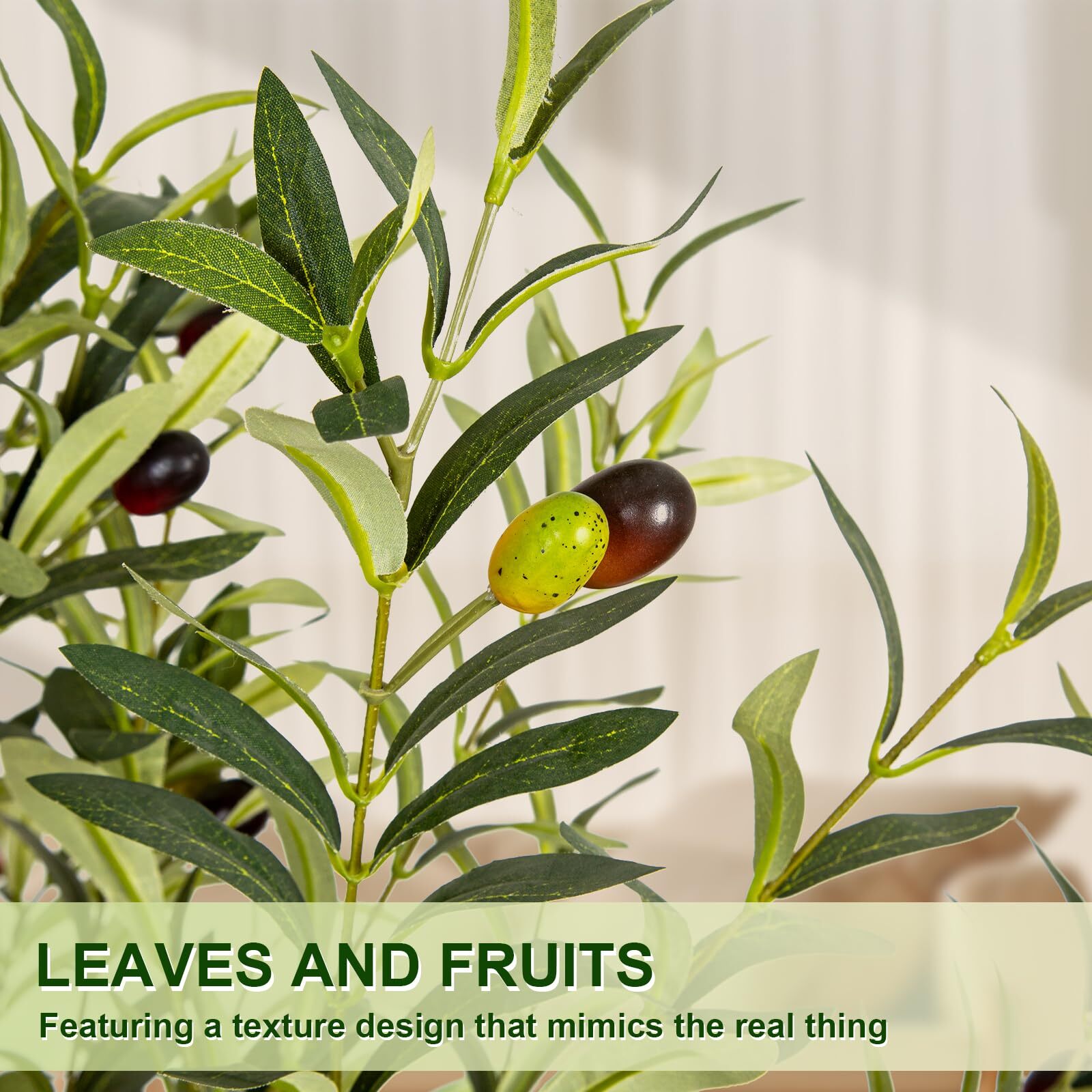 VIVATREES Olive Trees Artificial Indoor, 6FT Tall Faux Olive Tree with White Tal