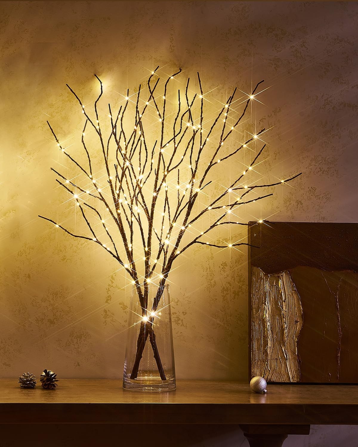 Lighted Branches for Vase 32in Tall 150 LED Plug in Brown Artificial Willow