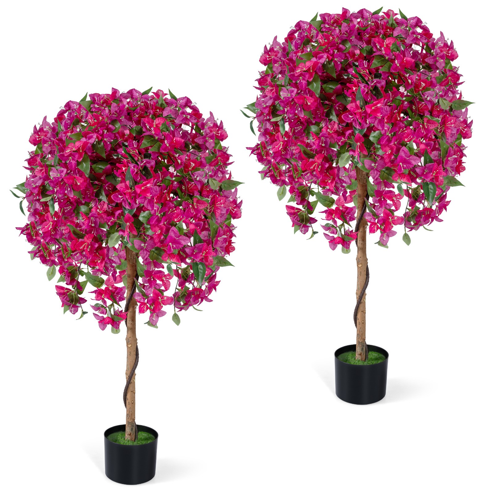 2 Pack Artificial Azalea Trees,51″Faux Floral Plants with Vivid Blooming Flowers