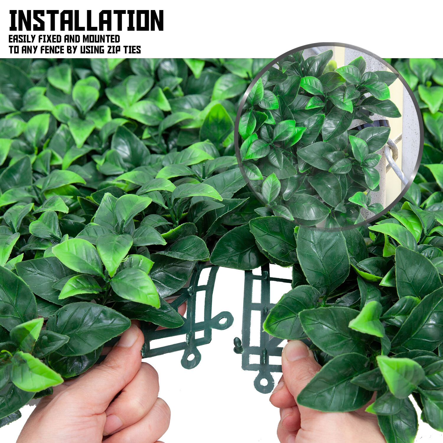 20″x20″ Artificial Faux Leave Gardenia Fence Screen Greenery Wall Decor Panel