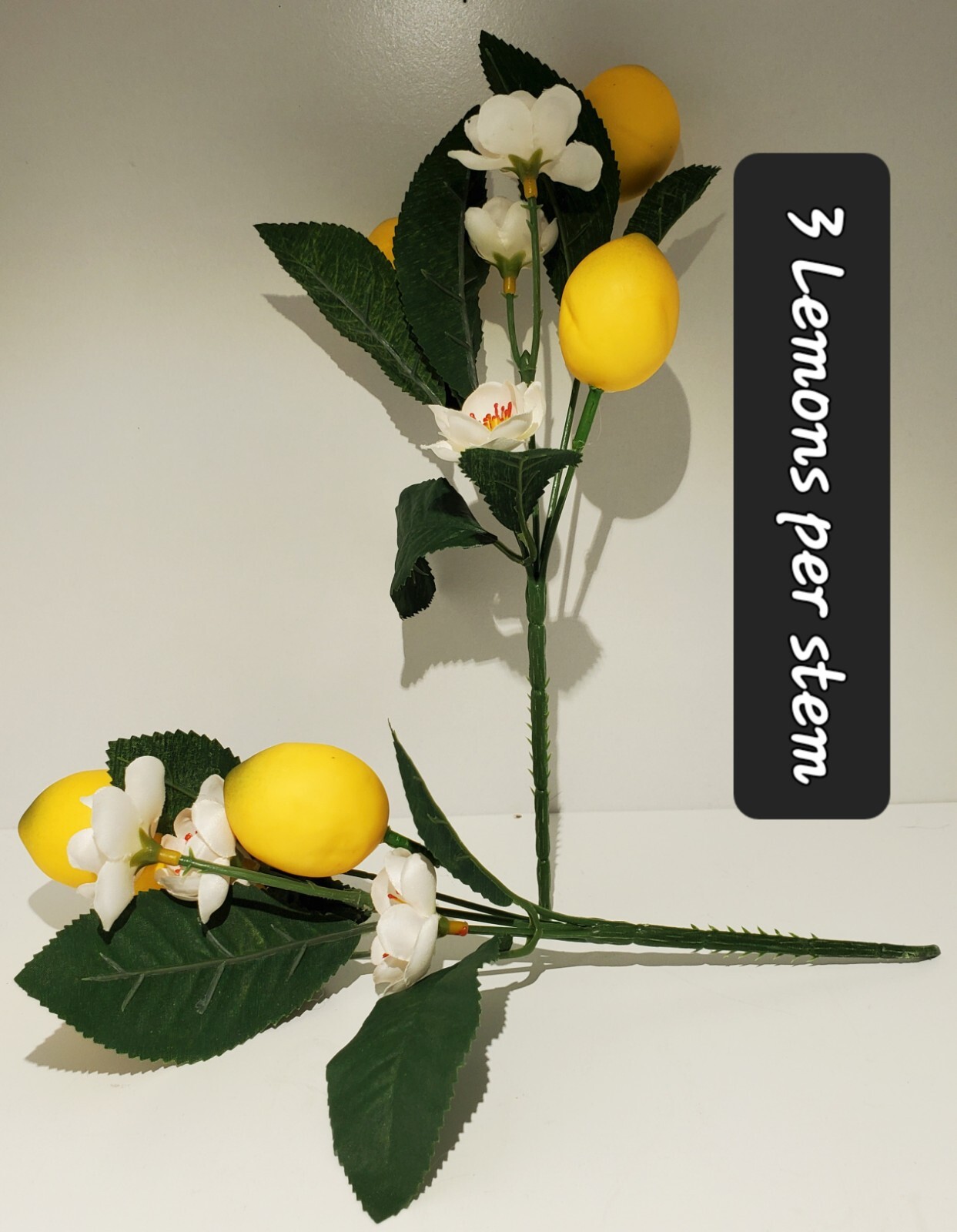 2 Ashland Summer Faux Yellow Lemon Stems And White Flowers