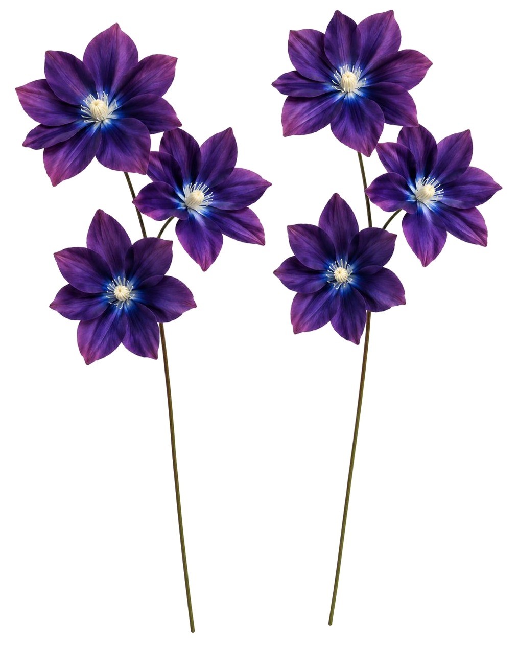 Purple Clematis Artificial Flowers 2 Stems Faux Clematis Spray Wedding Arch Flow