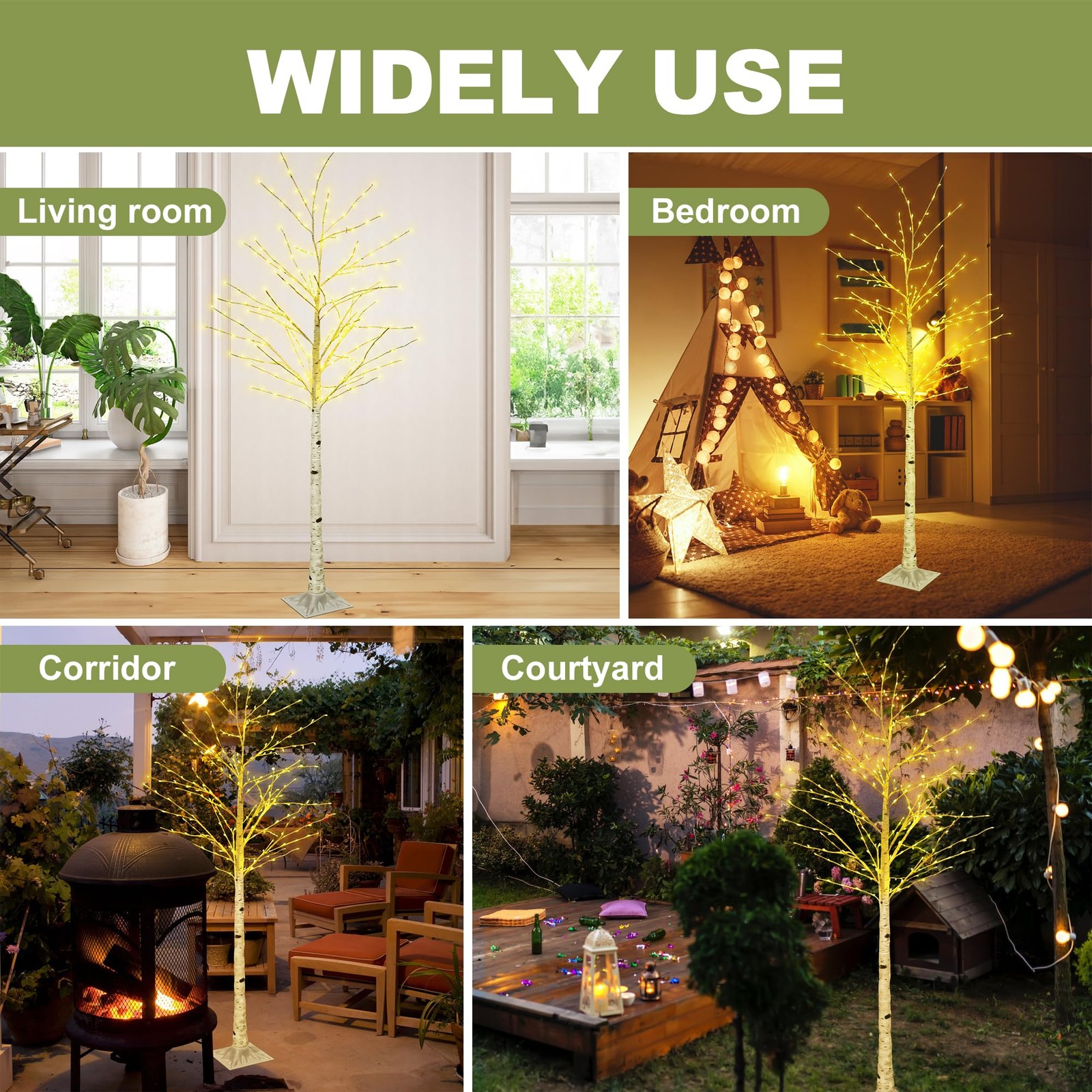 6FT Lighted Twig Birch Tree with Fairy Lights, 260 LED Birch Tree Lights with…