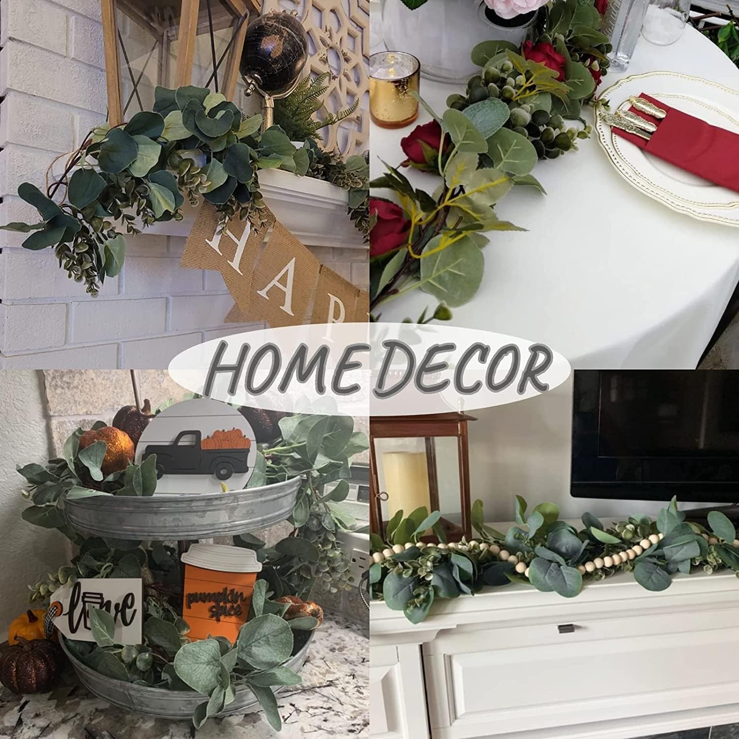 2 Pack Eucalyptus Garland Total 13.1 Ft Lush Silver Dollar Leaves Boxwood Art…