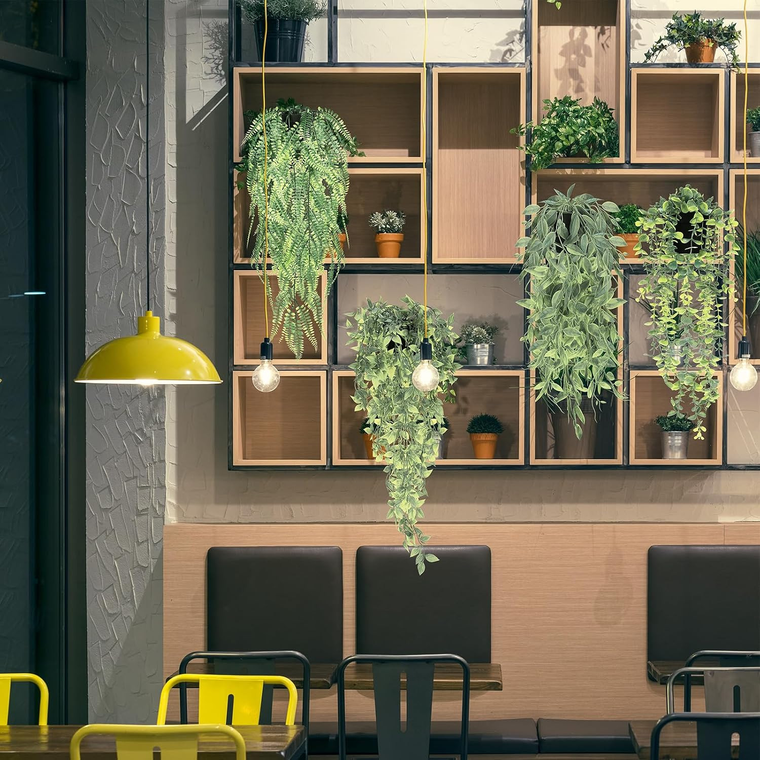 8 Pcs Artificial Hanging Plants with Flowerpots for Home Decor Indoor Outdoor