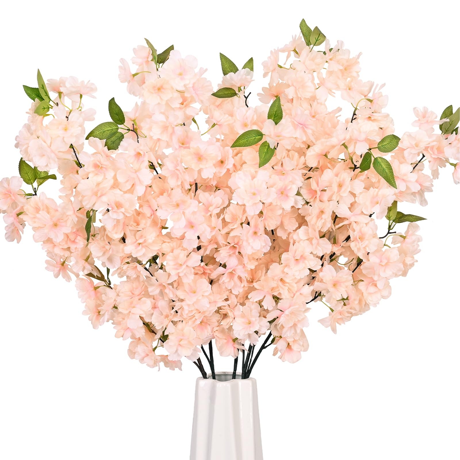 Artificial Cherry Blossom Stems Silk Faux Flowers 40 Inch 3 Pcs Wedding Home Dec