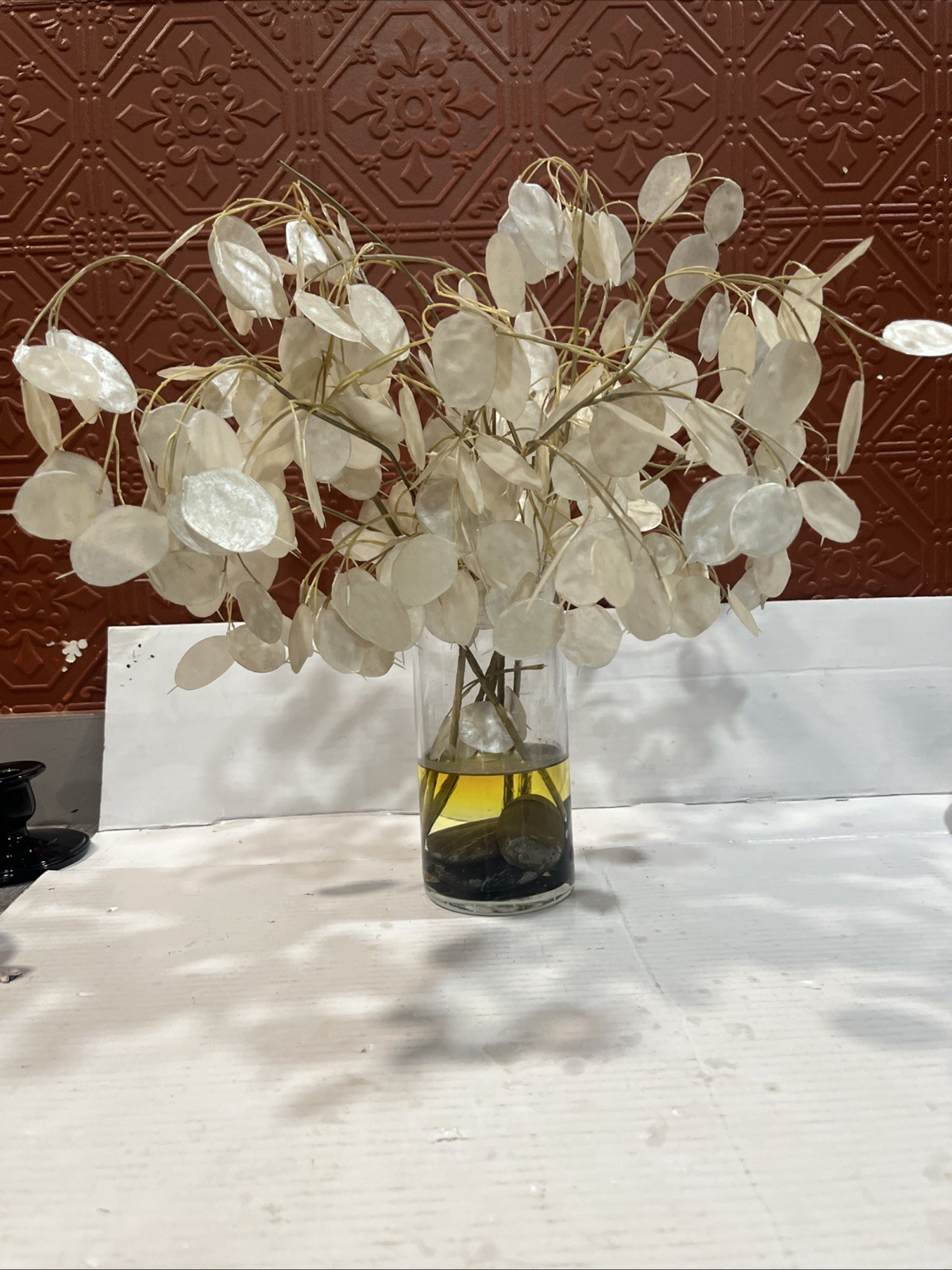 Lunaria Plant Artificial Stems Plant Money Tree In Acrylic Vase Home Decor
