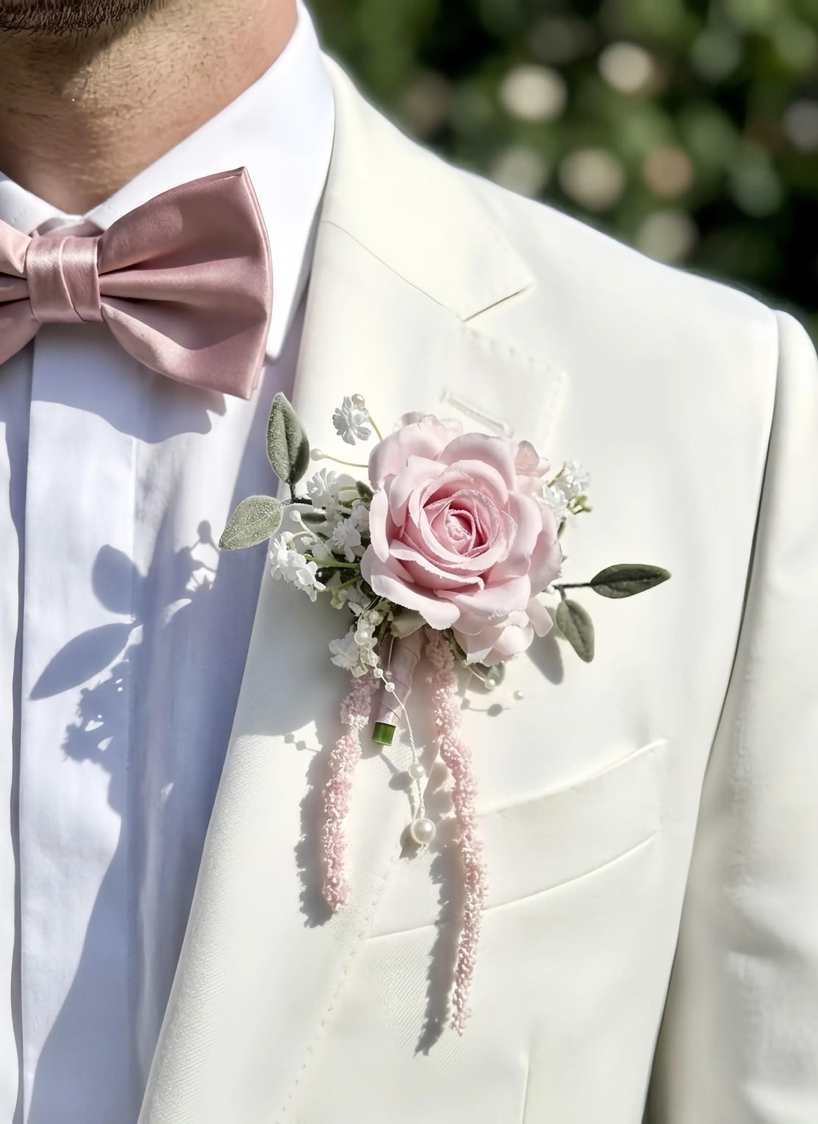 Pink Rose Corsage Boutonniere Set Prom Wrist Groom Groomsmen Bride Wedding