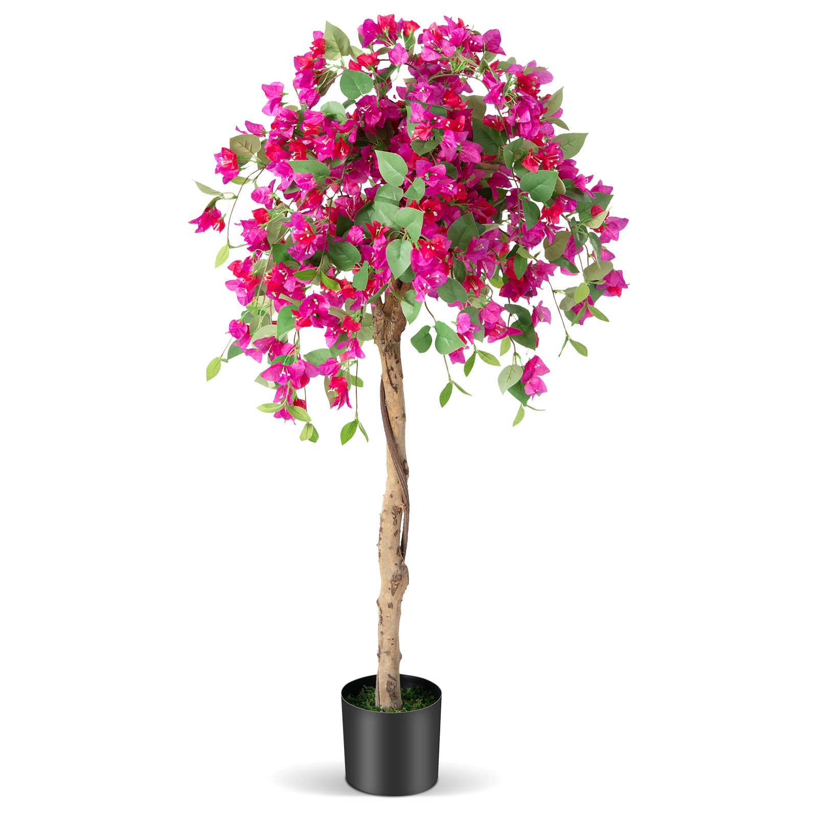 4.5 FT Artificial Azalea Tree Fake Potted Plant with 312 Flowers & 624 Leaves