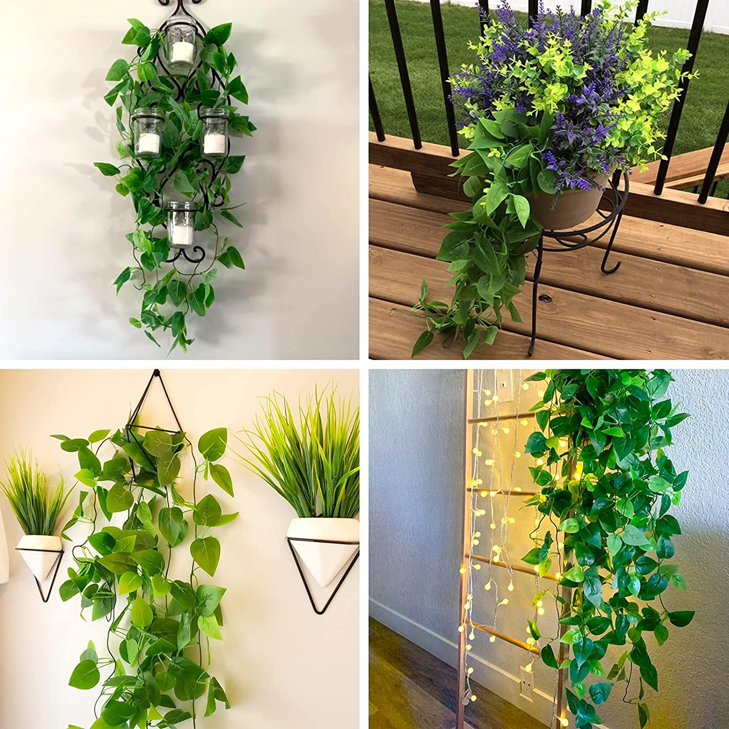 2Pcs Fake Hanging Plants for Room Decor, 3.6Ft Artificial Ivy Pothos Vine for Wa