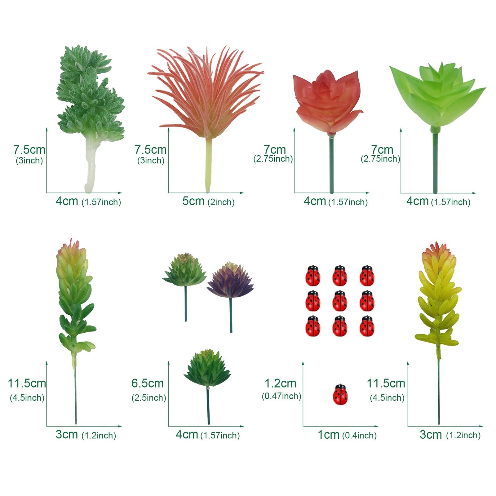 Woohome 34 PCS Artificial Succulents Picks Set, 24 Mixed Color Succulent Plants