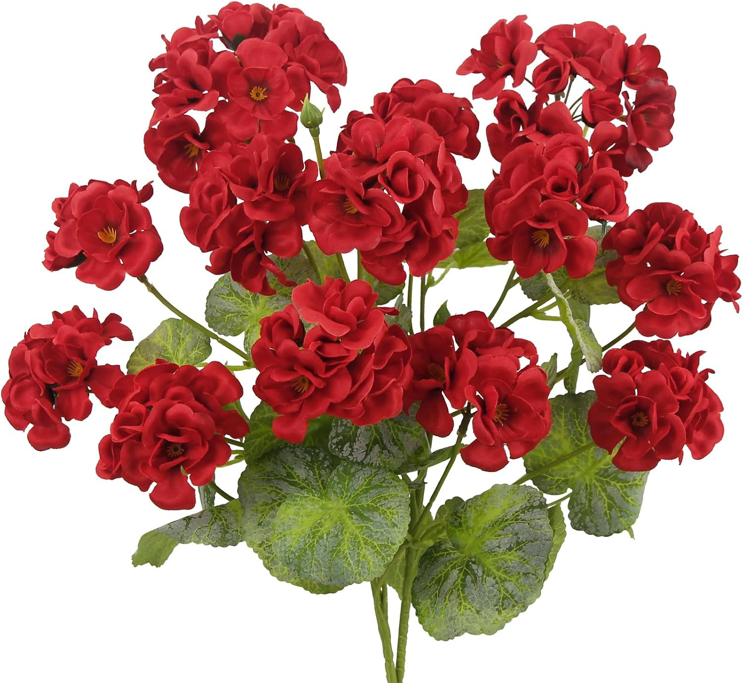 2 Pcs Artificial Geraniums for Outdoors 23” Faux Flowers Red Silk Geraniums UV