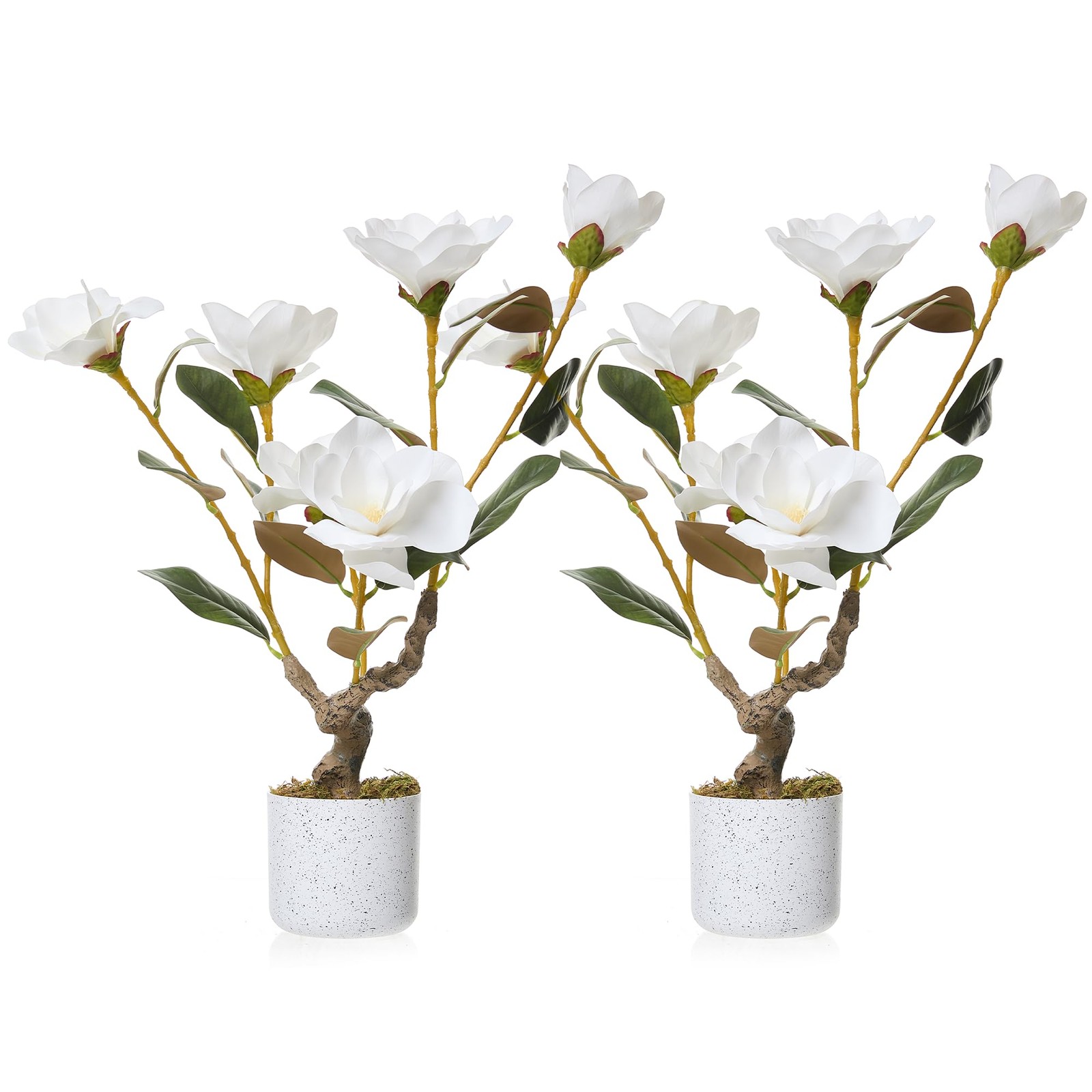 White Fake Orchids Flowers in Pot 2 Pack,24 inch Faux Orchids Plant Real Touc…