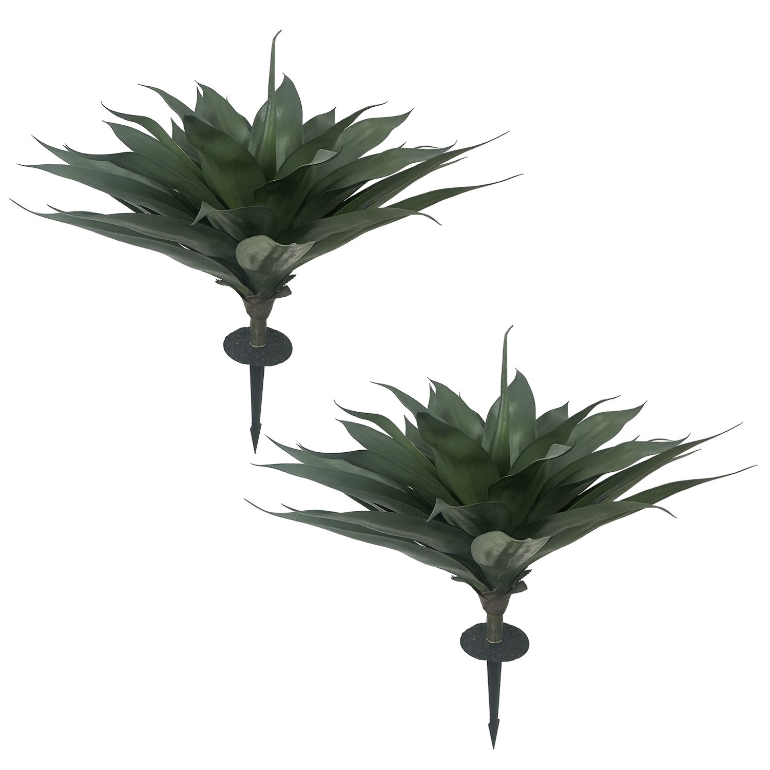Grey Green Artificial Agave Plant with Ground Stake Outdoor Garden Landscape