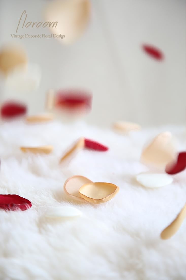 300pcs Rose Petals Red Gold Faux Silk Flower Petals for Wedding Flower Girl B…