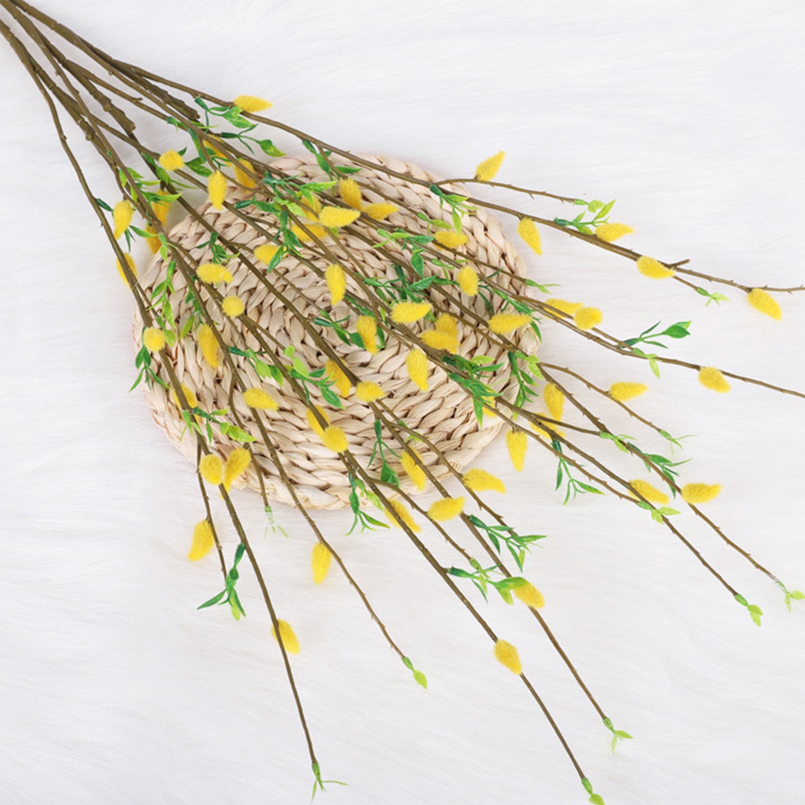 85cm Gray Faux Silver Stem Yellow Buds