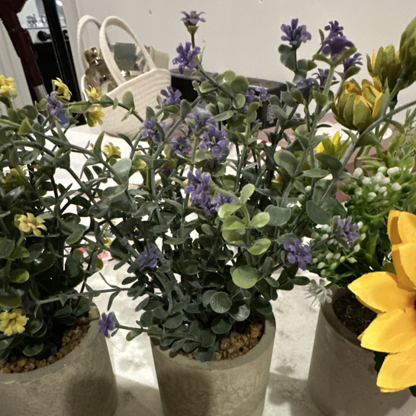 Set Of (21) Artificial Potted Arrangements (4 styles) Multicolor 8 Inch