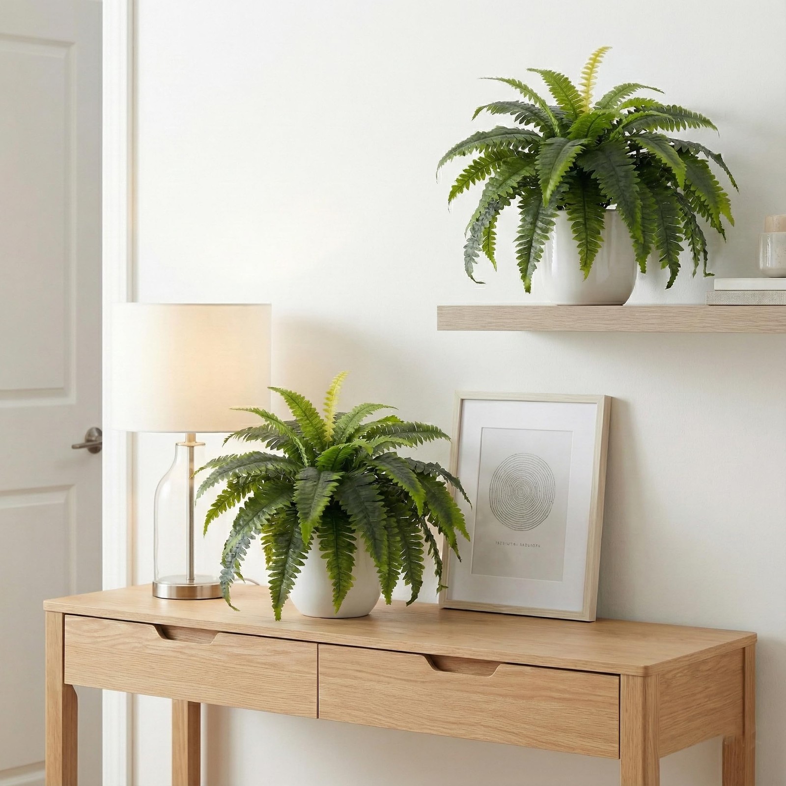 Artificial Ferns for Outdoors, Set of 2 Bouquets 33″ Diam Large Fake Ferns 37…