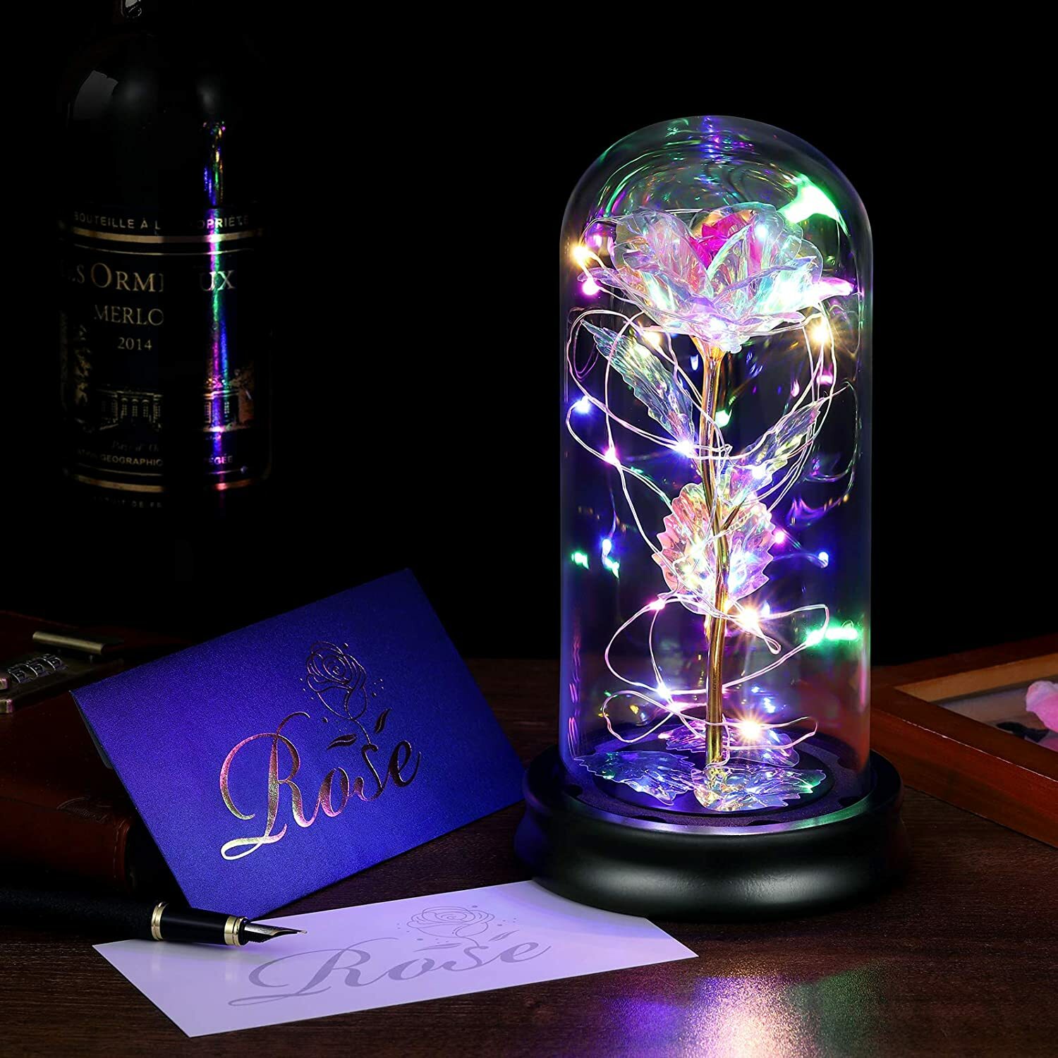 Mother’s Day for Mom Colorful Artificial Flower Rose Led Light String On The Col