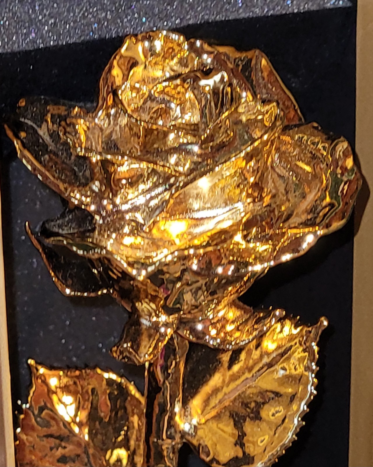 REAL 24K GOLD ROSE, Genuine One Of A Kind Rose Hand Dipped In 24K Gold In Box