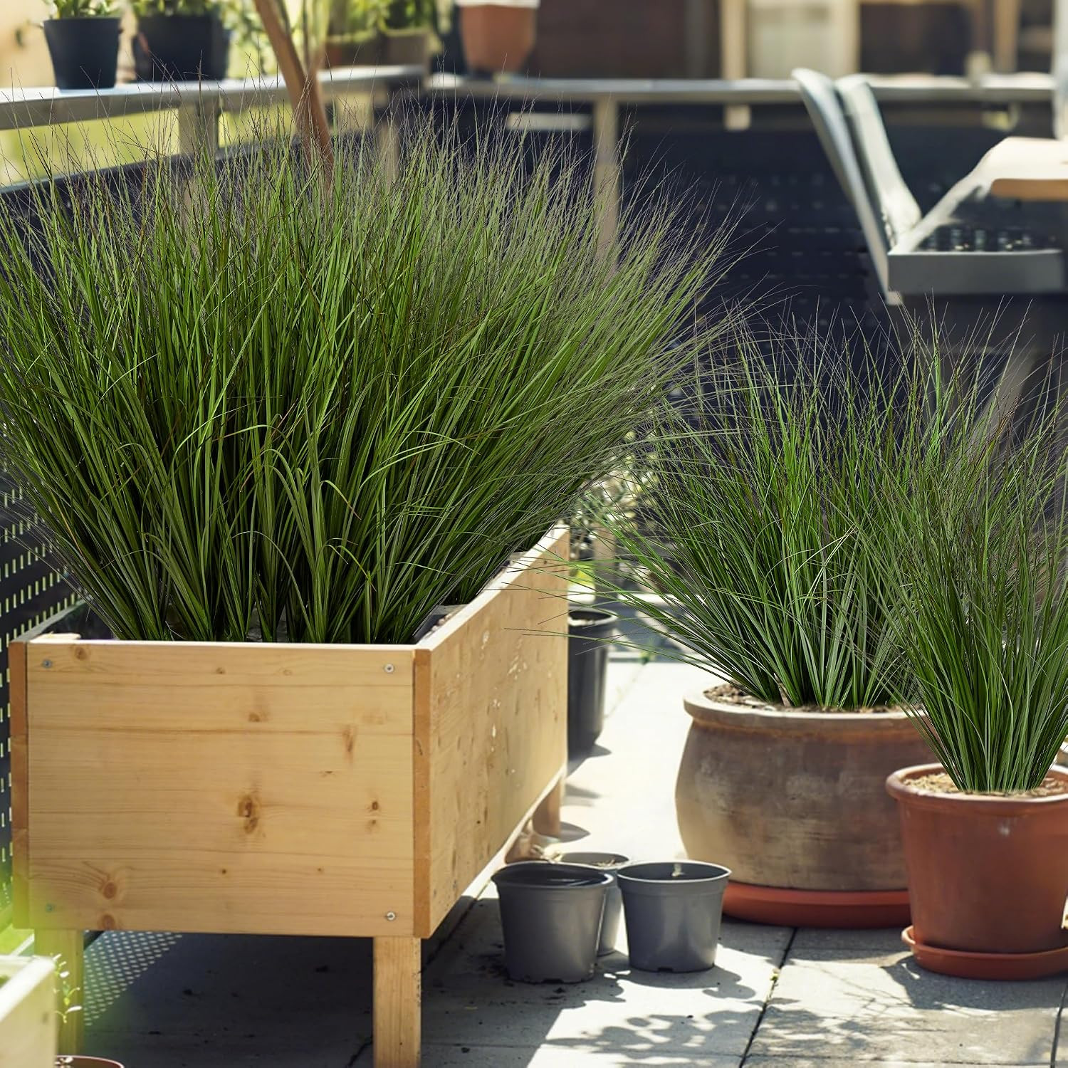 48PCS 17.3″ Fake Plants Artificial Wheat Grass Greenery Plastic Plants Fake Gras