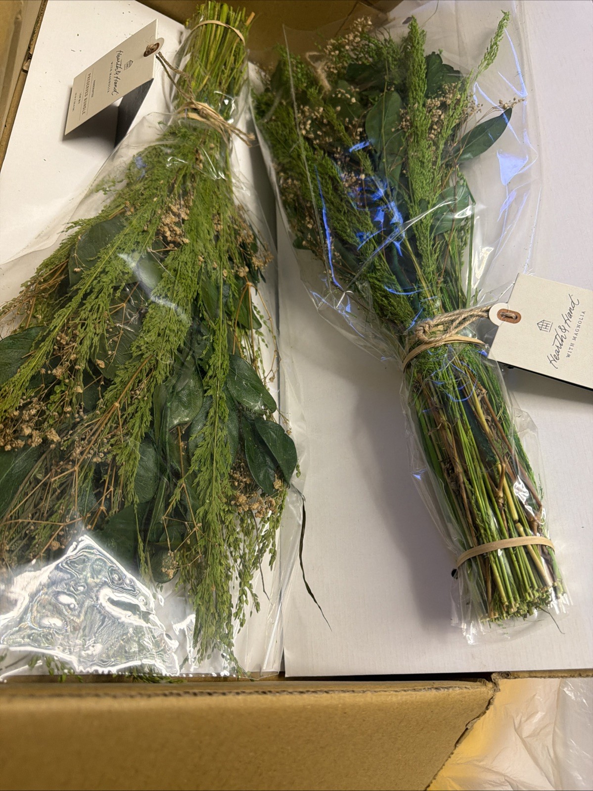 Lot of 2 Hearth & Hand Preserved Mixed Leaf with Magnolia & Grass Spring Bundle
